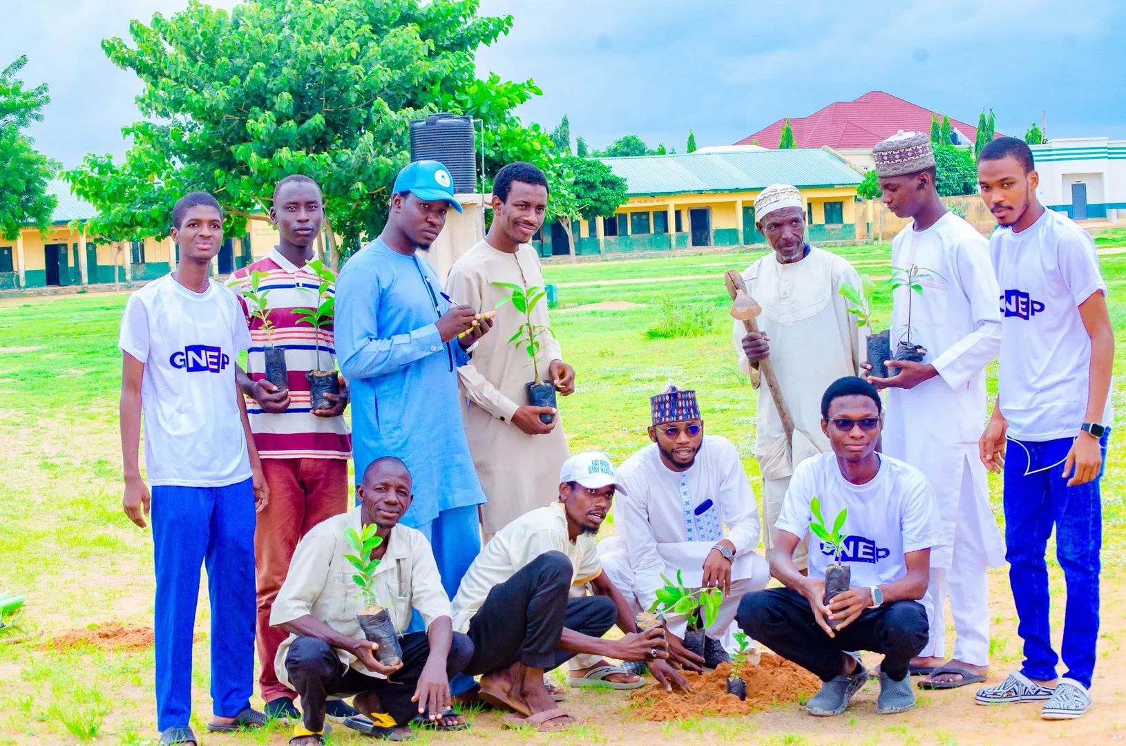 GNEP youth planting tree seedlings in Katsina State field